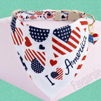 Faygarsle 2 Pack Patriotic Pet Collar Set with Bandana and Bow Tie, American Flag Pattern, White and Navy
