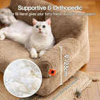 MEWOOFUN Dog Couch, Supportive Small Dog Bed for Puppy and Cats with Removable Washable Cover, Fluffy Cat Couch with Non-Slip Bottom (Camel, 26.0" L X 19.0" W X 13.0" Th)