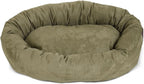 Majestic Pet 40 Inch Suede Calming Dog Bed Washable 40x29x9 (Inch) – Cozy Soft Round Donut Dog Bed with Spine Support for Dogs to Rest their Head - Round Pet Bed Large – Sage