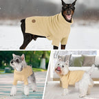 cyeollo Dog Sweater Turtleneck Knitted Sweaters with Leash Hole Winter Dog Clothes Sweaters for Small Dogs Beige