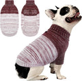 Queenmore Small Dog Sweater, Knitted Puppy Pullover, Soft Turtleneck, Long Sleeves, Purple, Small