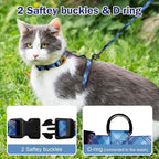 Hikiko Cat Harness and Leash Set Escape Proof Adjustable Walking Travel Soft Boy Kitten Harness for Small Medium Large Cats (Blue Plaid, S)