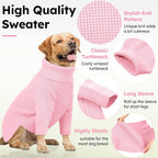 Queenmore Small Dog Sweaters, Dog Sweaters for Small Dogs Male, Pet Sweaters with Check Pattern, Soft Warm Plaid Pull-on Cat Knitwear, Pink S