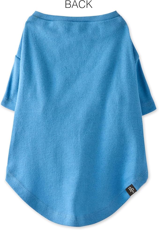 Toby II - The Perfect Tee, 8 Pack Short Sleeve Pet T-Shirt 100% Organic Cotton Tees Clothes for Small, Medium, Large Dogs, Rainbow Blue, X-Large
