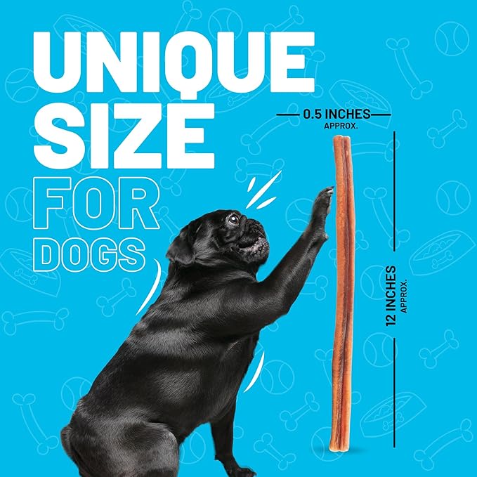Sitka Farms Bully Sticks Regular 12 inch - 20 Count - All Natural Premium High Protein Long Lasting Dental Treats for Large Medium and Small Dogs - Rawhide Free Sticks for All Breeds