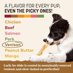 Earth Animal No Hide Strips - Natural Rawhide Free Dog Chew Strips, Venison - 16 Count