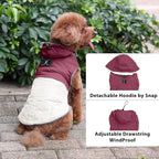 Detachable Hooded Dog Coat with Harness for Medium Dogs,Super Warm Fleece Puppy Jacket for Cold Winter Doggie Coats,Red XL