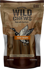 | Wild Chews | Duck Recipe, Made with Real Duck, Limited Ingredient, Long Lasting Chews for Large Dogs | 6 Count