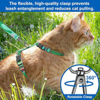 Cat Harness and Leash Set with Matching Collar – Escape Proof Harness for Cats, Adjustable & Lightweight, Tropical Hawaiian Leaf Print, Easy Wear for Outdoor Walking & Training