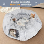 Cat Tunnel Bed for Indoor Cats - Christmas Tree Skirts Washable Warm Soft Indoor Cat Donut Tunnel, Multifunctional Cat Interactive Playground Toys for Felines Pet Christmas Tree Decoration