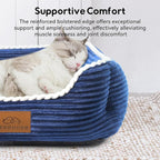 Cat Dog Bed for Pets, Rectangle Pet Bed Gift for Puppy and Kitten, Machine Washable Calming Fluffy Pet Couch Sofa for Indoor Outdoor, Portable Soft Cat Bed with Non-Slip Bottom (Small, Blue)