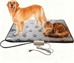Dog Heating Pad for Large Dog Bed Outdoor Indoor,Electric Heating Blanket for Dog House Pad for Small Medium Pet Cat Puppy Waterproof Easy Clean Long Chew Proof Cord Gray,34"x21"