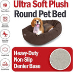 Majestic Pet 32 Inch Suede Calming Dog Bed Washable 32x23x7 (Inch) – Cozy Soft Round Donut Dog Bed with Spine Support for Dogs to Rest Their Head - Pet Bed Medium – Chocolate (2025)