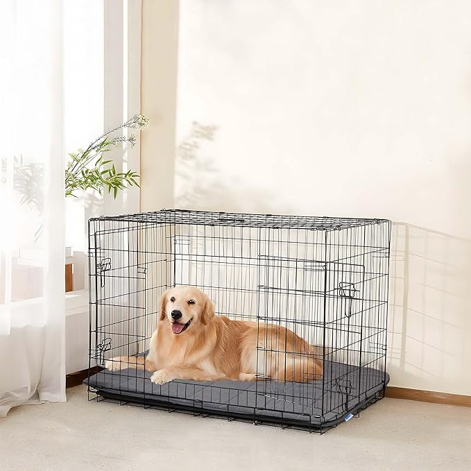 Dog Crate Pad for Small Dogs - 24x18 Orthopedic Dog Bed with Memory Foam, Washable Water-Resistant Soft Pet Mat with Non-Slip Bottom, Grey