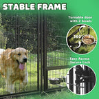 LEMBERI 8x4x4 Outside Dog Kennel with Roof for Large Dogs,Heavy Duty Welded Wire Steel Dog Playpen Fence with Secure Lock, Pet Pen with UV-Resistant Waterproof Cover (93.1''L x 50.4''W x 56.6'H)