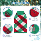 KOOLTAIL Dog Sweaters - Knitted Plaid Turtleneck Fleece with Leash Hole, Warm Clothing for Small, Medium & Large Dogs & Cats