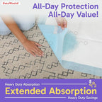 PETSWORLD Enormous Dog Training & Potty Pads, 37x54 inch - Tear Resistant with Strong Leak-Proof Backing, Optional Adhesive Tape, 200 Count