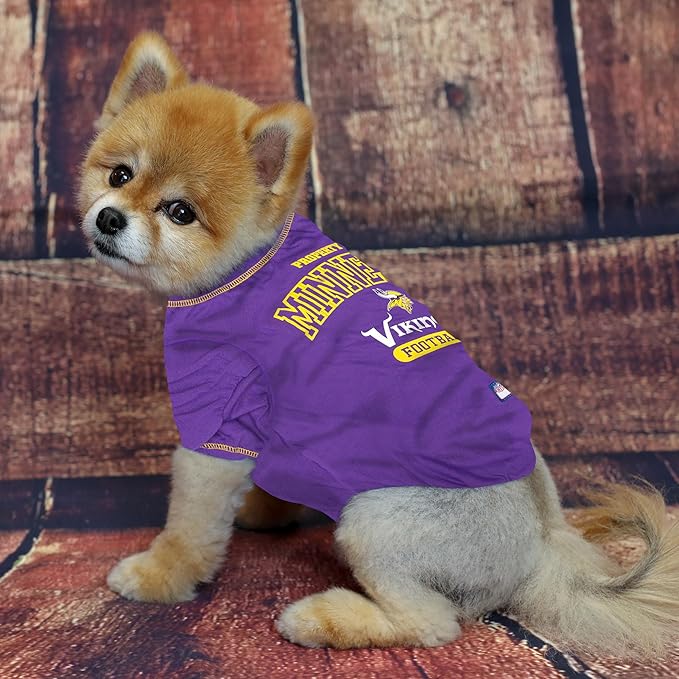 NFL Minnesota Vikings Dog T-shirt X-Small. - Licensed Shirt for Pets Team Colored with Team Logos- Premium Stretchable Materials for the comfort of your Dog & Cat