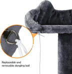 Yaheetech Cat Tree Tower, Multi-Level Large Plush Condo Cat Furniture with Sisal Scratching Posts and 2 Danglinge Balls Gray