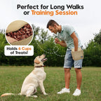 Large Capacity Dog Treat Pouch –Training Treat Bag with Magnetic Pocket, Built-in Poop Bag Holder, Clicker & Collapsible Bowl, Hands-Free Dog Walking Bag for Walking & Puppy Training - Khaki