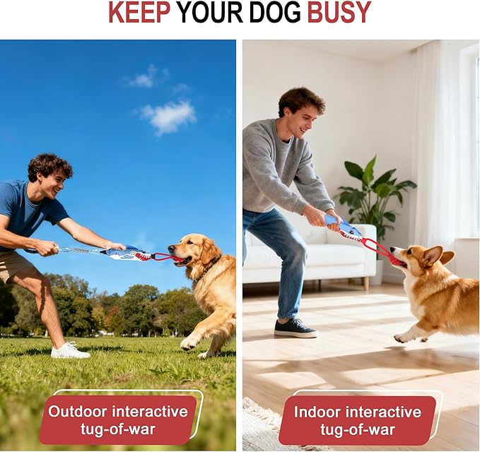 Dog tug of war Toy with Handle,Interactive Dog Toys with Squeak for for Small to Medium Dogs to Exercise Play Rope,Interactive Dog Toys for Boredom