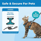 Voyager Escape Proof Cat Harness and Leash Set with Reflective Stitching, Neoprene Handle 5ft - Supports Small, Medium and Large Cats, Kittens for Walking by Best Pet Supplies - BT-Turquoise, XXS