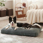 Dog Beds Large Sized Dog, Flat Pet Beds with Removable Washable Cover, Pet Mat Cute Pet Crate Bed Thick Shredded Chopped Crate Foam & Anti Slip Bottom for Indoor, 35"x23"x4" Grey