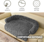 Calming Dogs/Cats Bed Mats, Dog Pad Washable Removable Couch Cover, Plush Long Fur Mat for Pets, Waterproof Lining, Perfect for Small, Medium and Large Dogs and Cats (Dark Gray, 31"x23")
