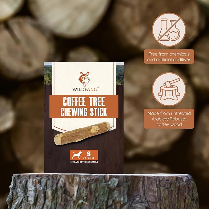 Wildfang® Coffee Wood Dog Chew, Small - Tough Chew Toys for Aggressive Chewers, Dog Teething Toys for Puppies, Training for Chewing Muscles, Coffee Tree Sticks for Small Dogs (22-33 lbs)