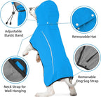Mile High Life Dog Raincoat, Adjustable Waterproof Pet Rain Jacket, Reflective Hooded Poncho for Small Medium Large Dogs, Lightweight Breathable Pet Rain Coat (Blue,XL Chest 31"-37")