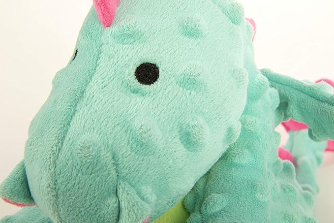 goDog Dragons Squeaky Plush Dog Toy with Chew Guard Technology, Durable Fabric & Squeaker for Active Play, Seafoam, Large