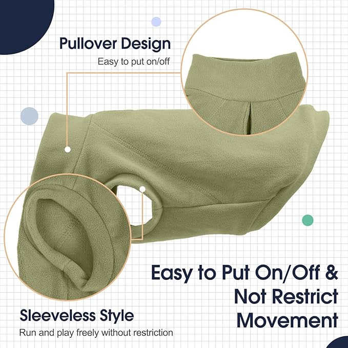 IECOii 2 Pack 4XL Fleece Sweaters for Dogs - Warm & Stretchy Doberman Sweater for Large Dogs Boy Girl, Winter & Fall Soft Fleece Coat, Machine Washable(Size XXXXL, Light Green & Army Green)