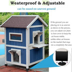 Rockever Outdoor Cat House, Large Outdoor Houses for Feral Cats Wooden Outside Cat Shelter Weatherproof with Escape Door