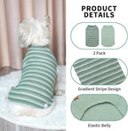KYEESE 2Pack Waffle Dog Shirts for Small Dogs Stretchy Dog T-Shirts Lightweight Pet Tank Top Sleeveless Striped Dogs Shrit Vest Breathable, Large, Green+Striped