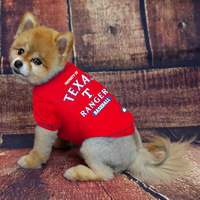 MLB Texas Rangers Dog T-Shirt, X-Large. - Licensed Shirt for Pets Team Colored with Team Logos. - Premium Stretchable Materials for The Comfort of Your Dog & cat.