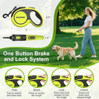 2025 New Model Retractable Dog Leash 18ft' - Detachable Poop Bag and Chew Proof Cable and Included Heavy Duty Reflective Retractable Leash for Small Medium Large Dogs up to 66 lbs
