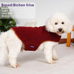 cyeollo Warm Dog Coat Fleece Sherpa Reversible Winter Sweater Coats, Turtleneck Cold Weather Dog Jacket Vest for Small Dogs with Leash Hole, Burgundy, S