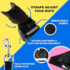 Travel Cat Harness and Leash Set - Adjustable Fit Mesh Cat Harness and Reflective Strap - Comfort Walking Vest for Kitten for Outdoor Walking, Hiking (Extra Small, Black)