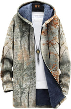 LIZALIG Long Hooded Cardigan Men Japanese Art Style Fashion Cool Graphic Coats Winter Warm Lined Fleece Jacket
