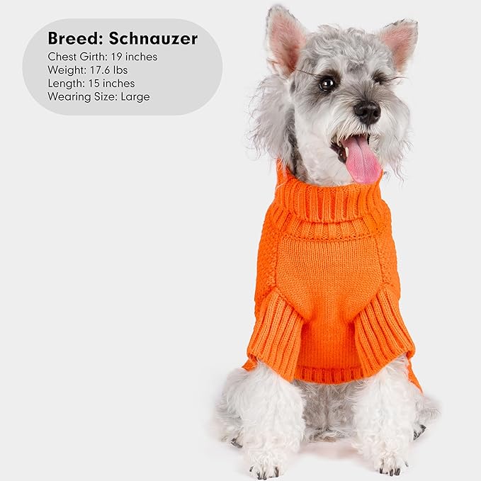 cyeollo Dog Sweater Pullover Turtleneck for Dogs, Classic Knitwear Fall Winter Cold Weather Dog Clothes Warm Pet Apparel Small Medium Large Doggie Sweaters, Orange S