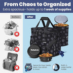 The Original Doggy Bag™ - Complete Dog Travel Bag for Supplies with 2 BPA-Free Travel Dog Bowls & 2 Pet Food Containers - Traveling Kit for Road Trips, Camping, Weekend Away or Doggy Gift - Paw Print