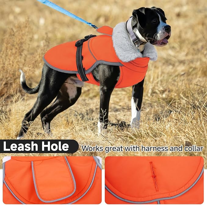 Lelepet Warm Dog Winter Coat Reflective Dog Jacket Fleece Vest Waterproof Windproof Cold Weather Coats with Adjustable Buckle Plush Turtleneck Pet Snowsuit for Small Medium Large Dogs,Pug,Beagle,L