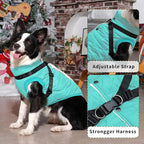Dog Jacket with Harness,Fleece Lined Warm Puppy Coat for Winter,Soft Windproof Medium Dog Vest,Bluegreen XL