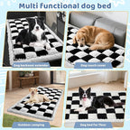Backseat Dog Bed Mat for Car: 27.6" x 52" Non-Slip Dog Bed for Back Seat - Soft and Comfortable Dogs Blanket - Washable Travel Pet Mat Seat Protector Fit for Back Seat Cover, Grid
