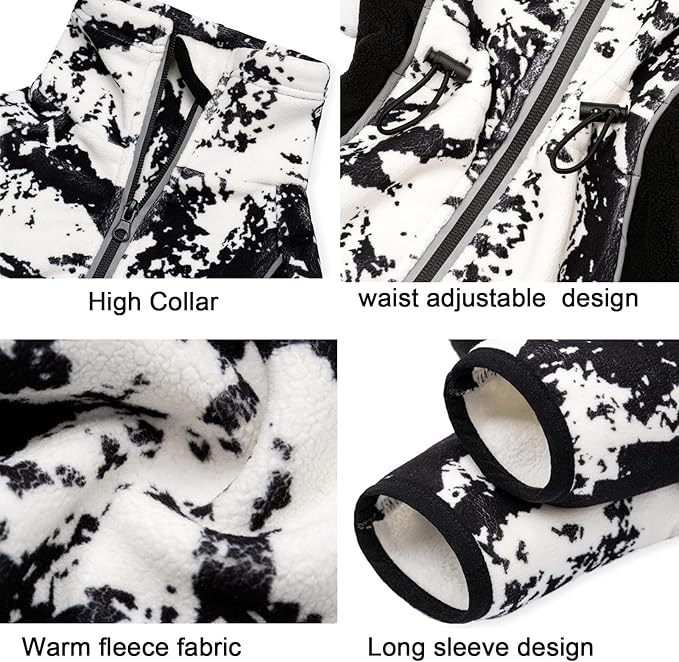Fleece Dog Coat for Small Medium Dog,Pullover Pajamas Jumpsuit Bodysuit Puppy Coats with Legs, Pet Windproof Warm Cold Weather Jacket Full Body Vest Cozy Snowsuit Outfit Clothes (White, M)