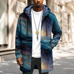 LIZALIG Long Hooded Cardigan Men Japanese Art Style Fashion Cool Graphic Coats Winter Warm Lined Fleece Jacket