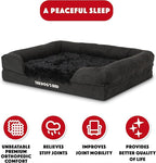 The Dog’s Bed, Medium Black Faux Fur 30x23.5, Memory Foam, Pain Relief: Arthritis, Hip & Elbow Dysplasia, Post Surgery, Lameness, Supportive, Calming, Washable Cover, Veterinary Approved