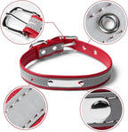 Personalized Reflective Cat Collars with Name Tag and Plated,Engraved Custom Cat Collar with Name and Phone,Kitten Collar with Safety Buckle Adjustable for Cats and Kitten(Red)