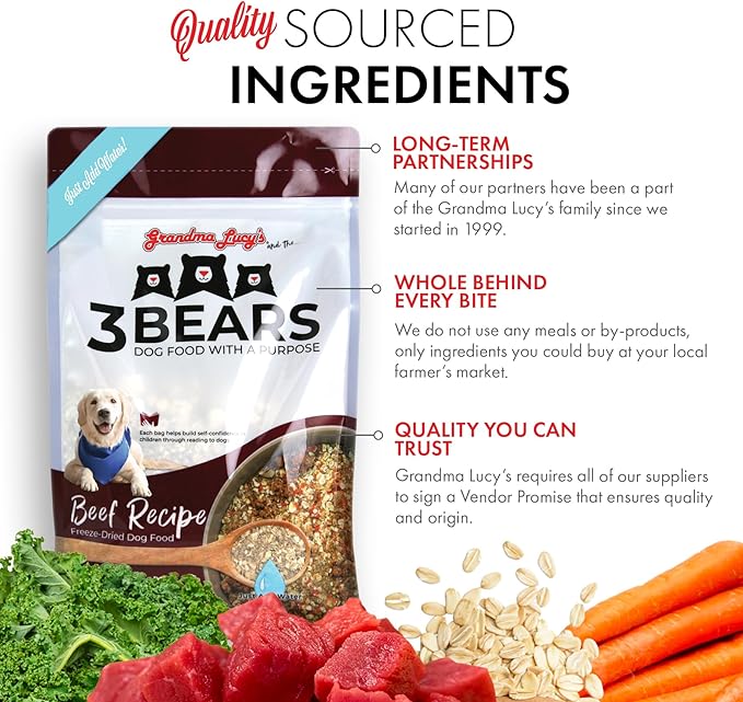 Grandma Lucy's 3 Bears Beef Dog Food - 1lb