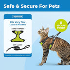 Voyager Escape Proof Cat Harness and Leash Set with Reflective Stitching, Neoprene Handle 5ft - Supports Small, Medium and Large Cats, Kittens for Walking by Best Pet Supplies - Black Trim-Lime, XXXS